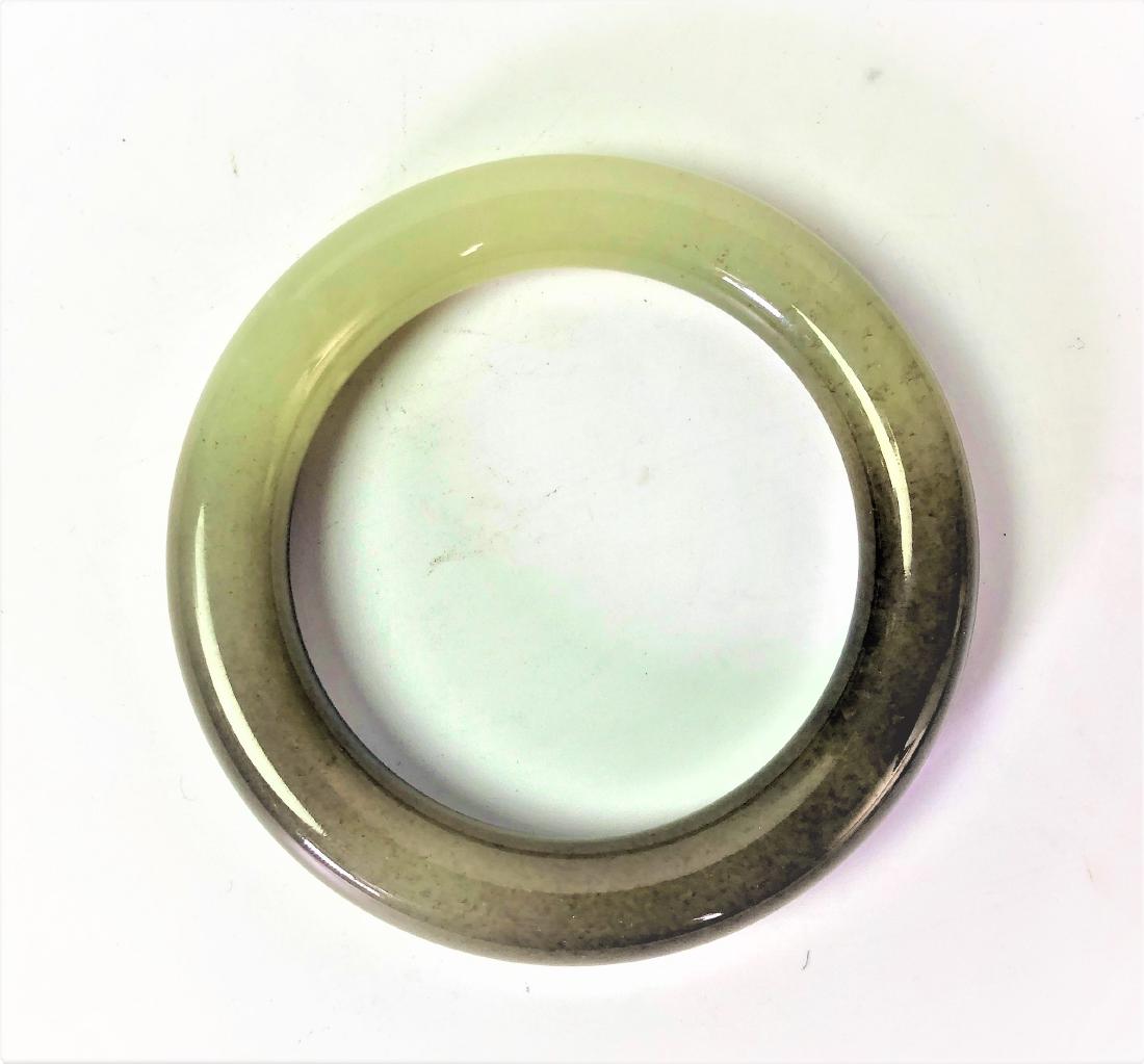 Jade Bangle With White & Brown Color: Jade Bangle With White & Brown Color D:80-57 mm