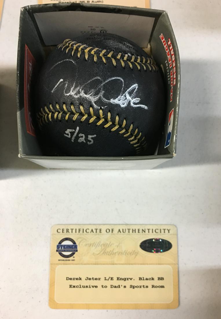 Derek Jeter Autographed Black Leather Baseball (1 of 1)