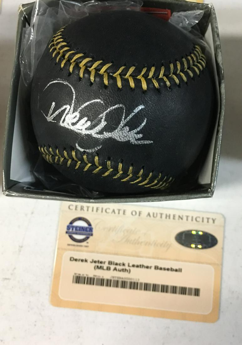 Derek Jeter Autographed Black Leather Baseball (1 of 1)