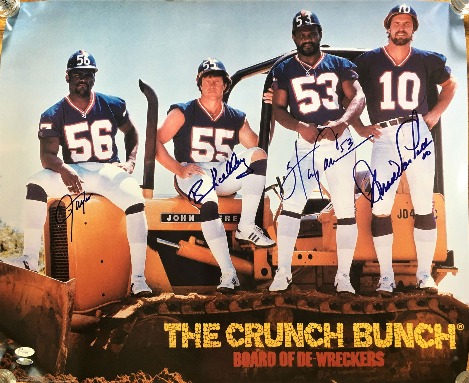 NY Giants Autographed 'Crunch Bunch" Photograph 20 x 24: NY Giants Autographed 'Crunch Bunch" Photograph 20 x 24 Autographed by Lawrence Taylor, Harry Carson, Brad Van Pelt and Brian Kelly A LIST OF RECOMMENDED THIRD-PARTY SHIPPER IS AVAILABLE UNDER SHIPPIN