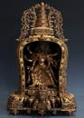 GILT BRONZE FIGURE OF MARICI IN BUDDHIST SHRINE, YONGLE