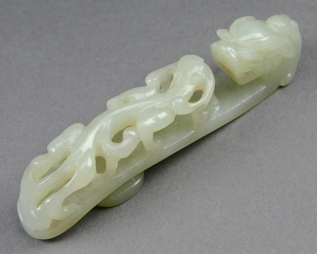 18/19th C. Celadon Jade Dragon Belt Hook (1 of 6)
