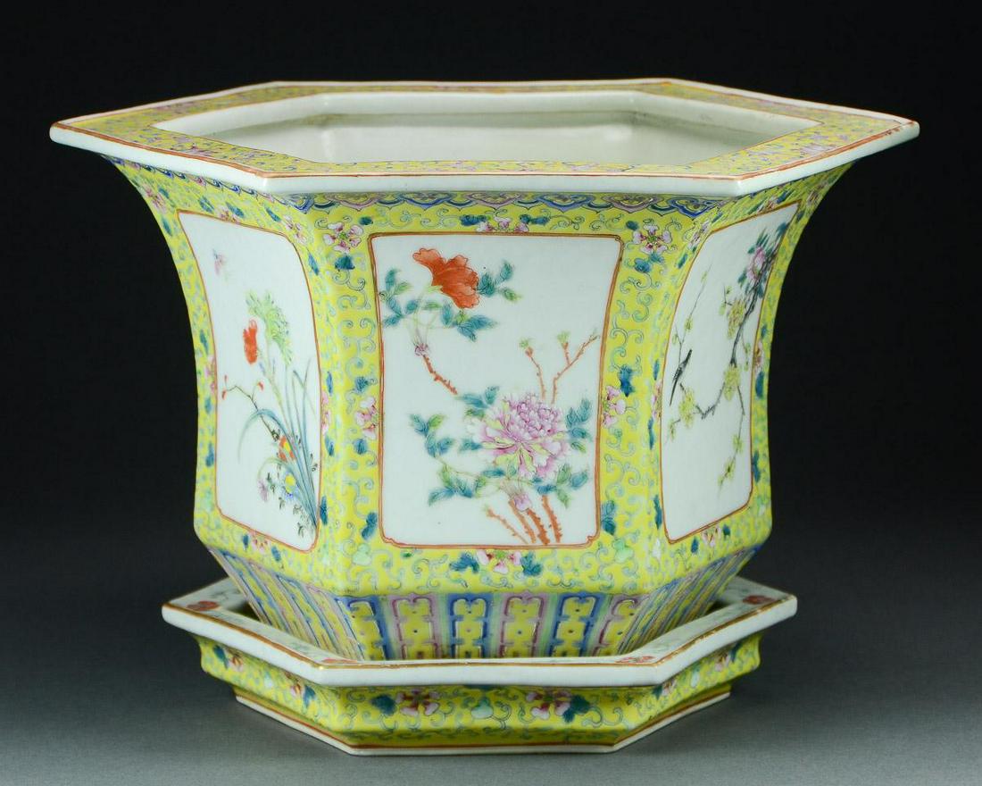Guangxu Famille Rose Hexagonal Porcelain Planter (1 of 8)