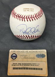 Autographed Derek Jeter "3000th Hit" Baseball