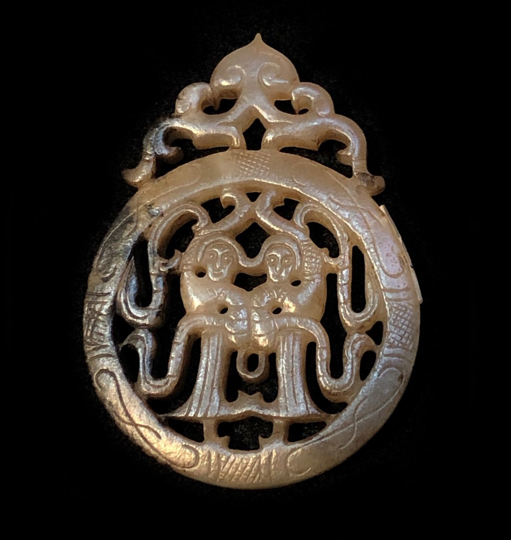 Carved And Pierced Jade: CARVED AND PIERCED JADE 'FIGURAL'PENDANT Dimension:1 11/12"(5cm) x 1 3/8"(3.4cm) A LIST OF RECOMMENDED THIRD-PARTY SHIPPER IS AVAILABLE UNDER SHIPPING INFORMATION. PLEASE FEEL FREE TO CONTACT THEM FOR