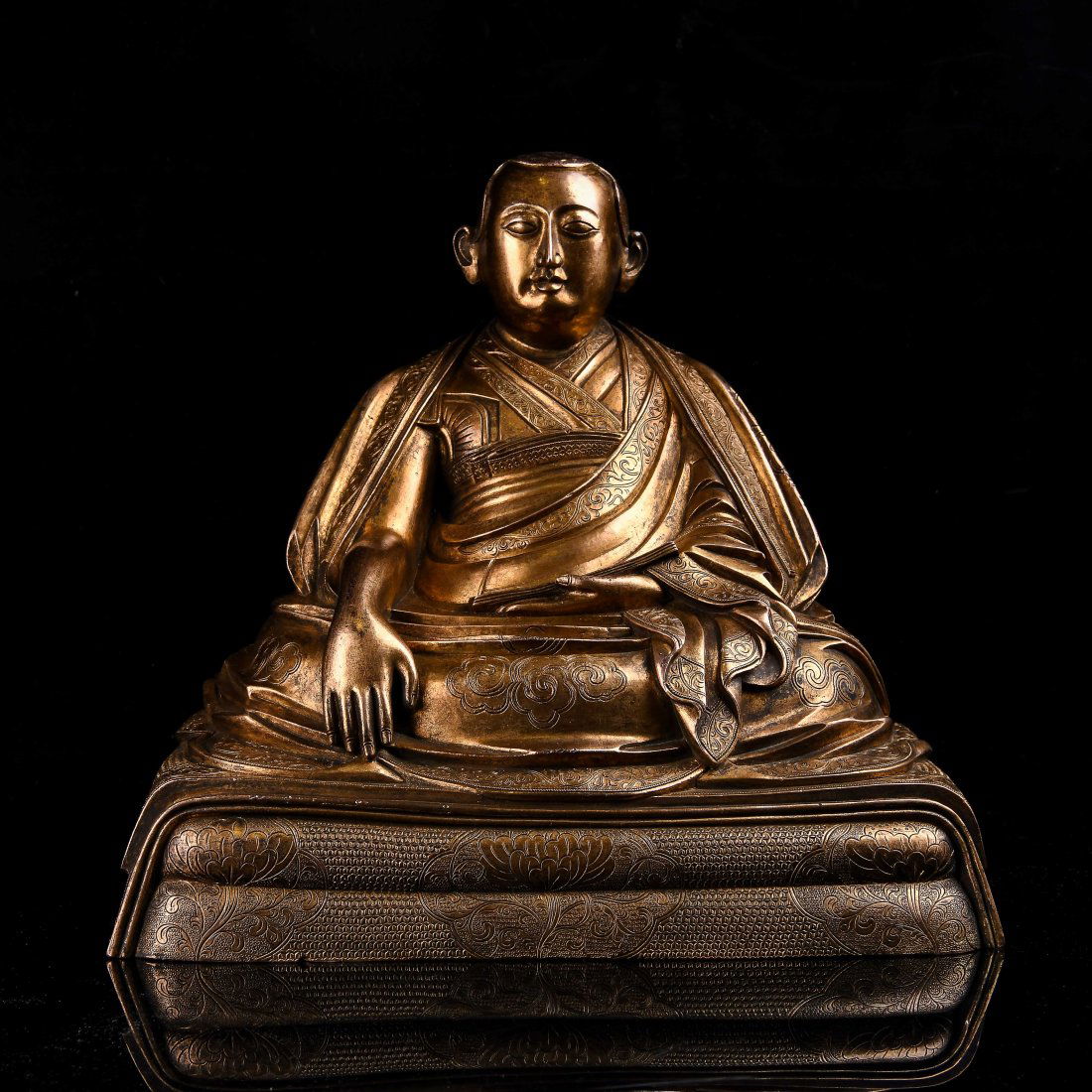 Gilt Bronze Figure Of A Guru With Inscription (1 of 9)