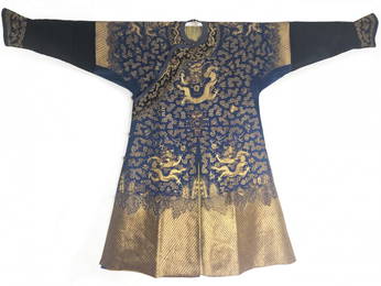 Chinese Silk Embroidered Twelve-Symbol Dragon Robe