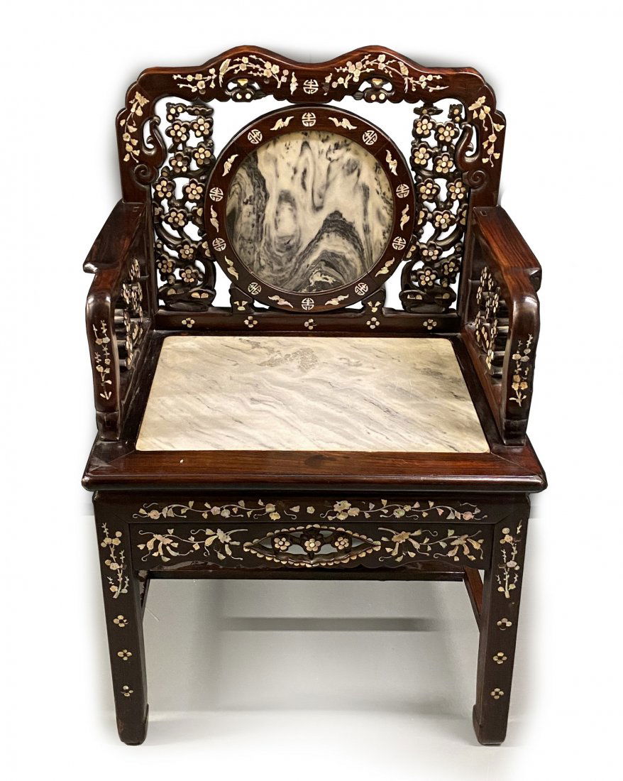 Chinese Dreamstone Marble Inset Chair (1 of 8)