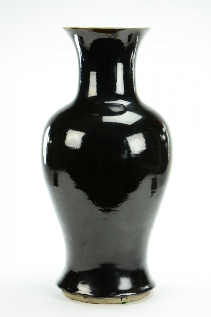 18/19th C. Large Black Glazed Porcelain Baluster Vase (1 of 5)