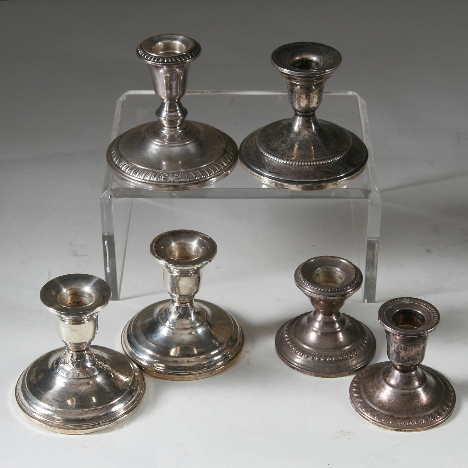 Two Pair & Two Single Sterling Silver Candleholders (1 of 1)