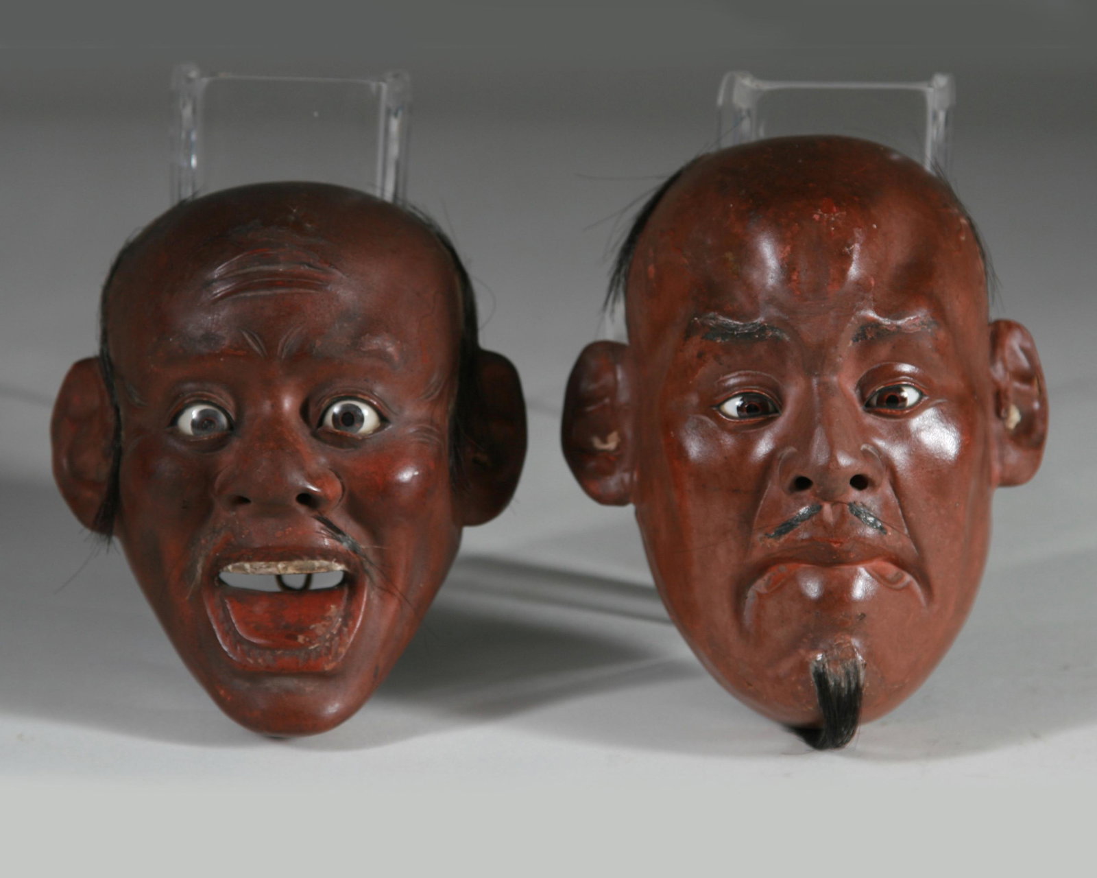 Two Exceptional Japanese Lacquer Faces, 19th Century (1 of 2)