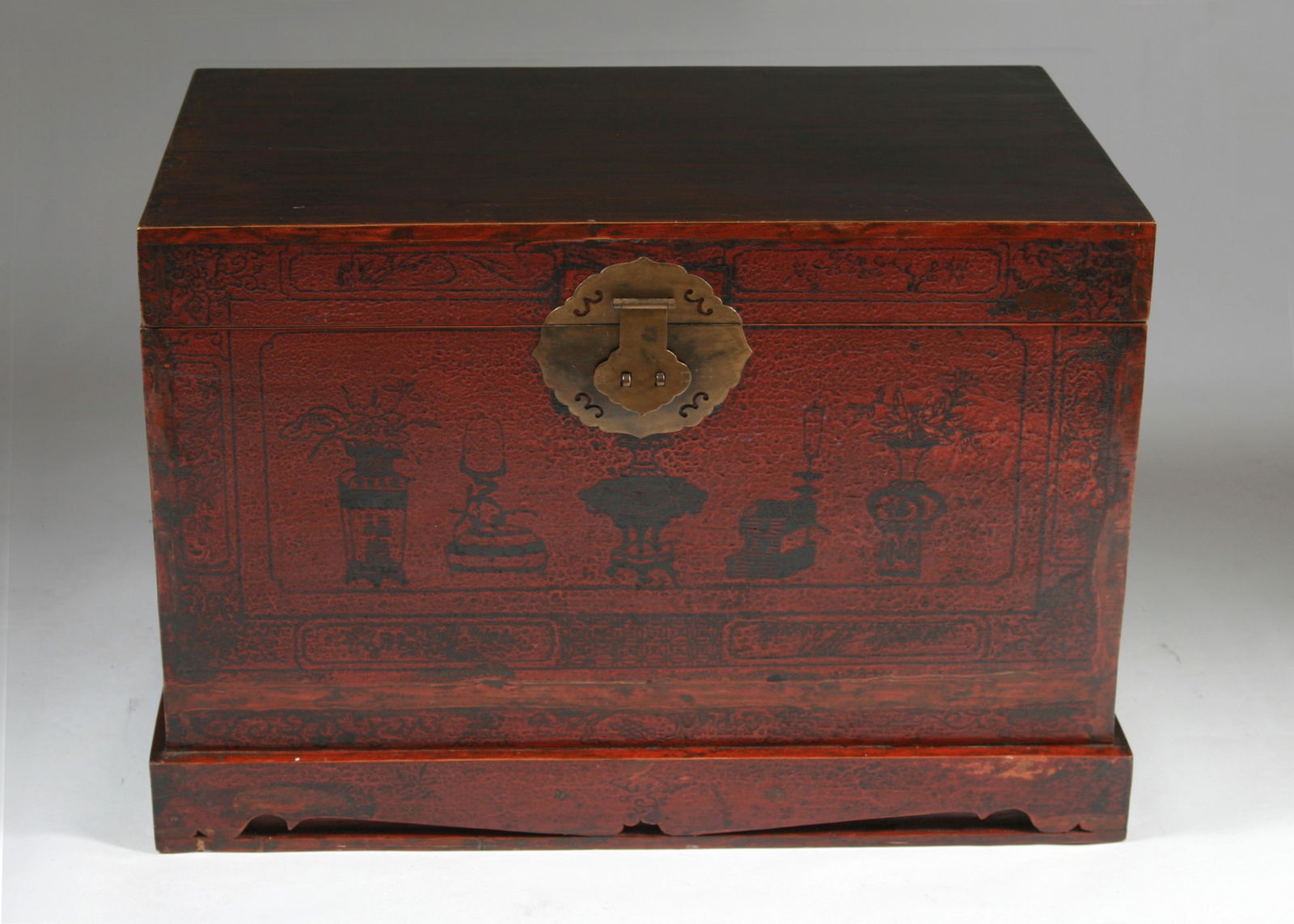 Early 19th C. Chinese Two-Color Lacquer Trunk on Stand (1 of 3)