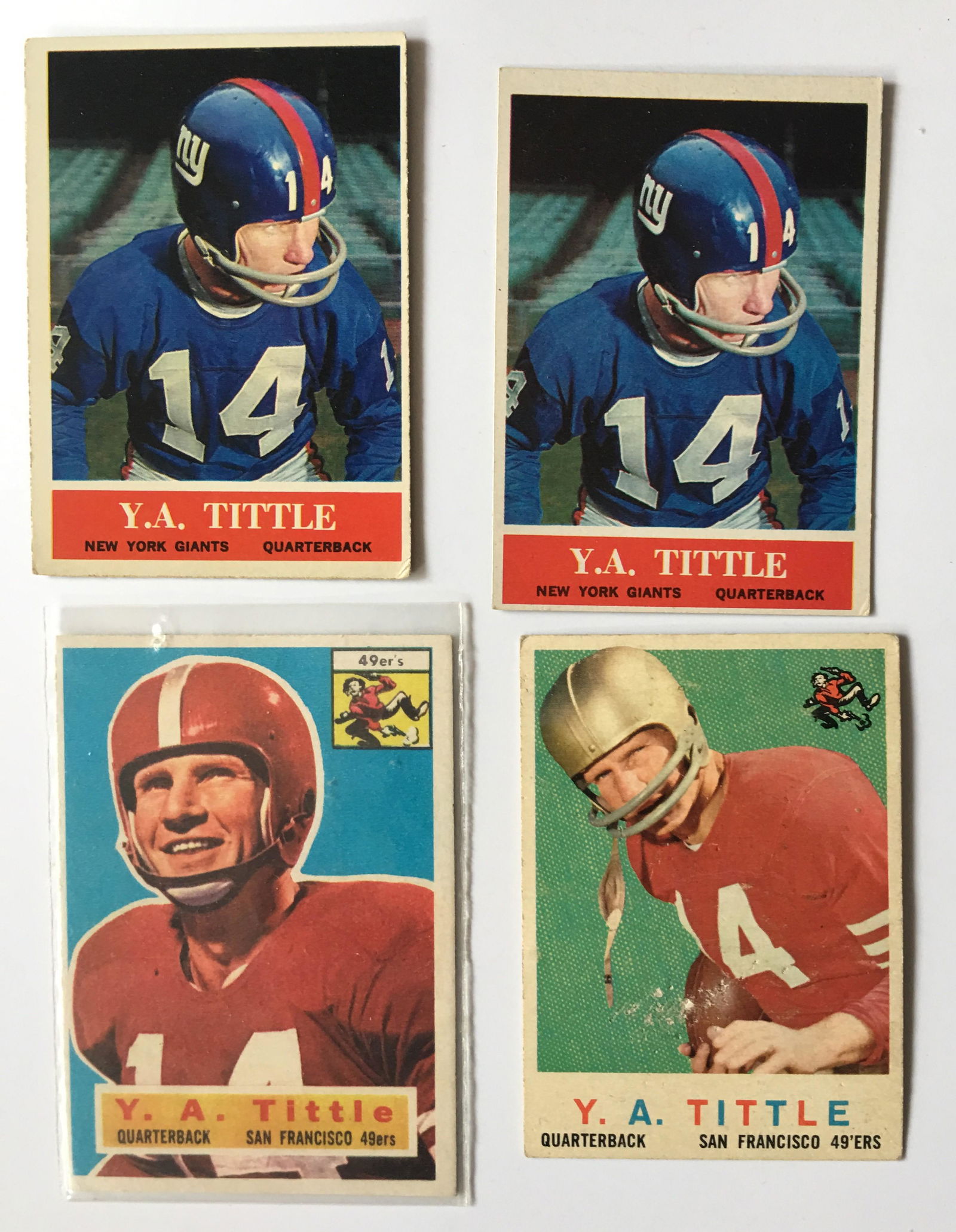 Four Y.A. Tittle Football Cards (1 of 1)