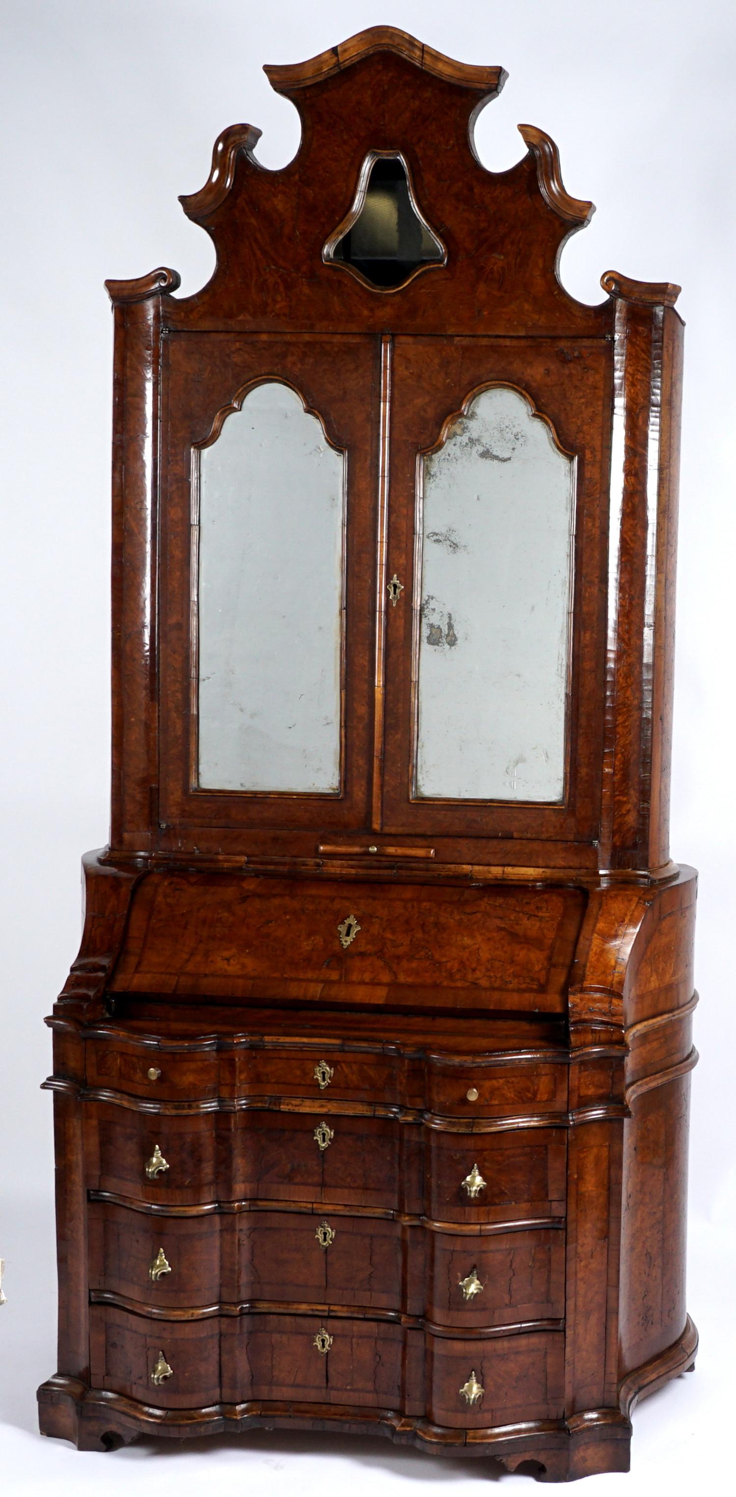 An Attractive Italian Burl Walnut Veneered Secretary (1 of 7)
