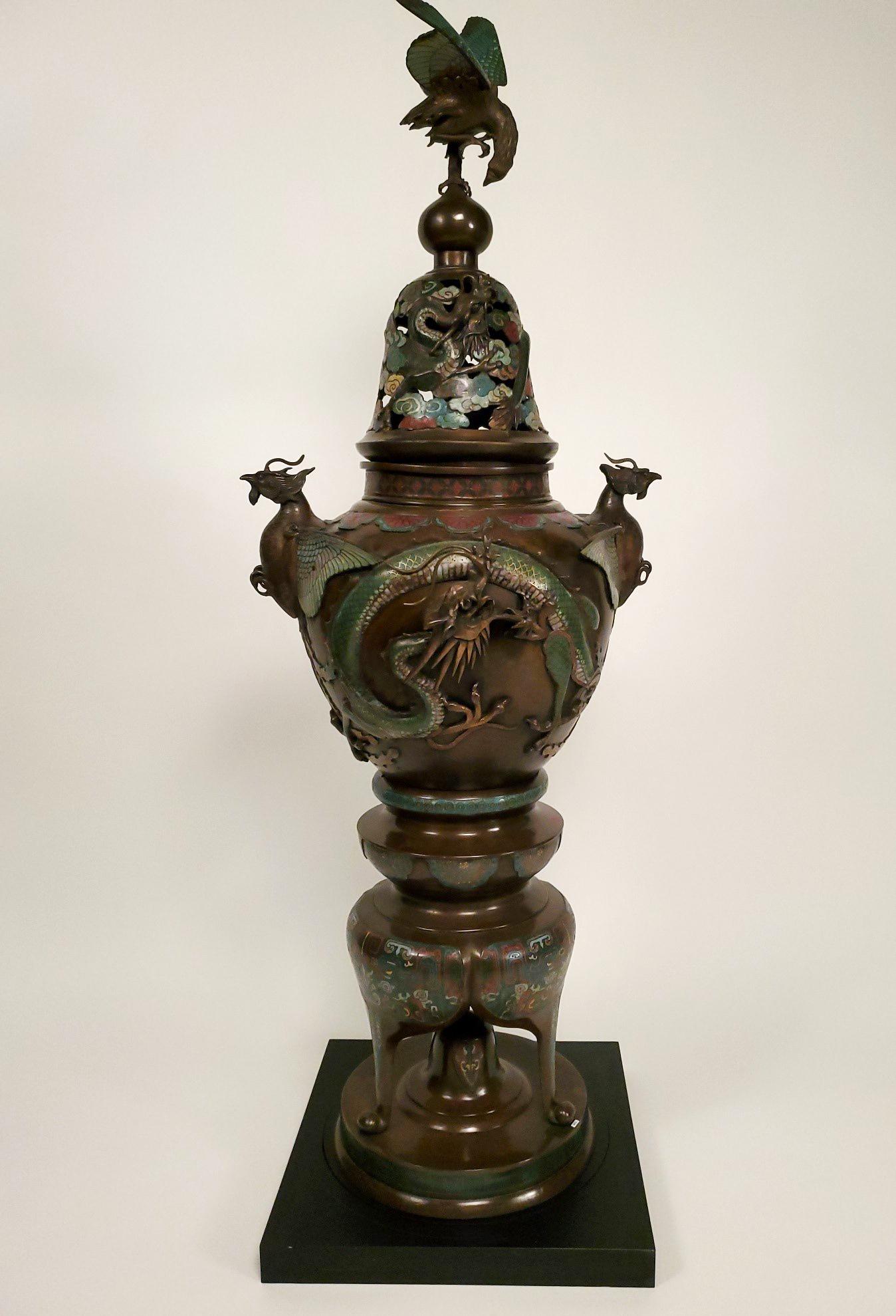 19th C. Massive Chinese Cloisonne Enamel Temple Censer (1 of 7)