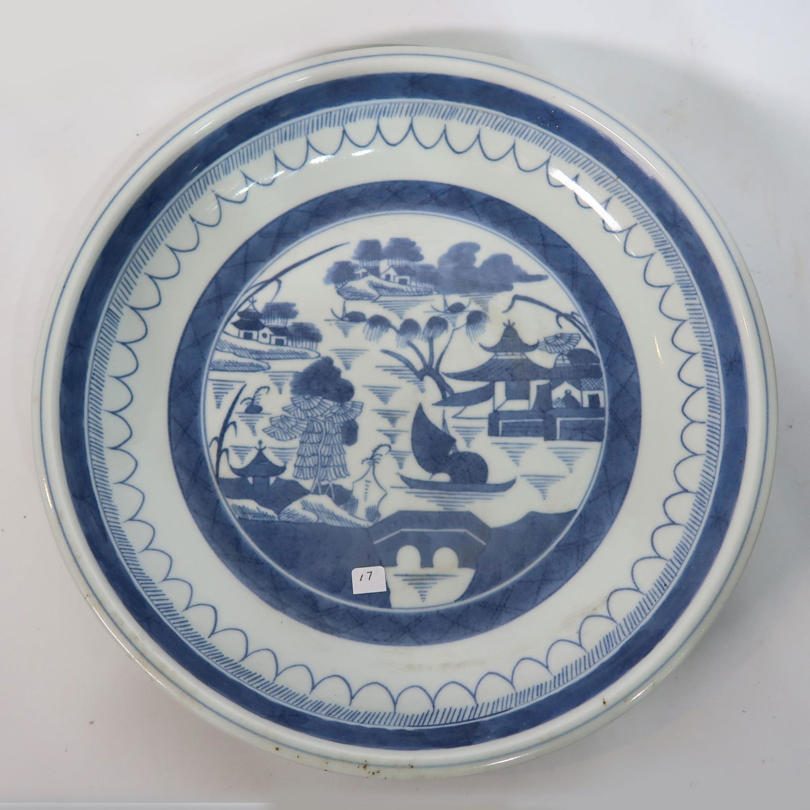 Large Chinese Export Blue & White Porcelain Plate (1 of 6)