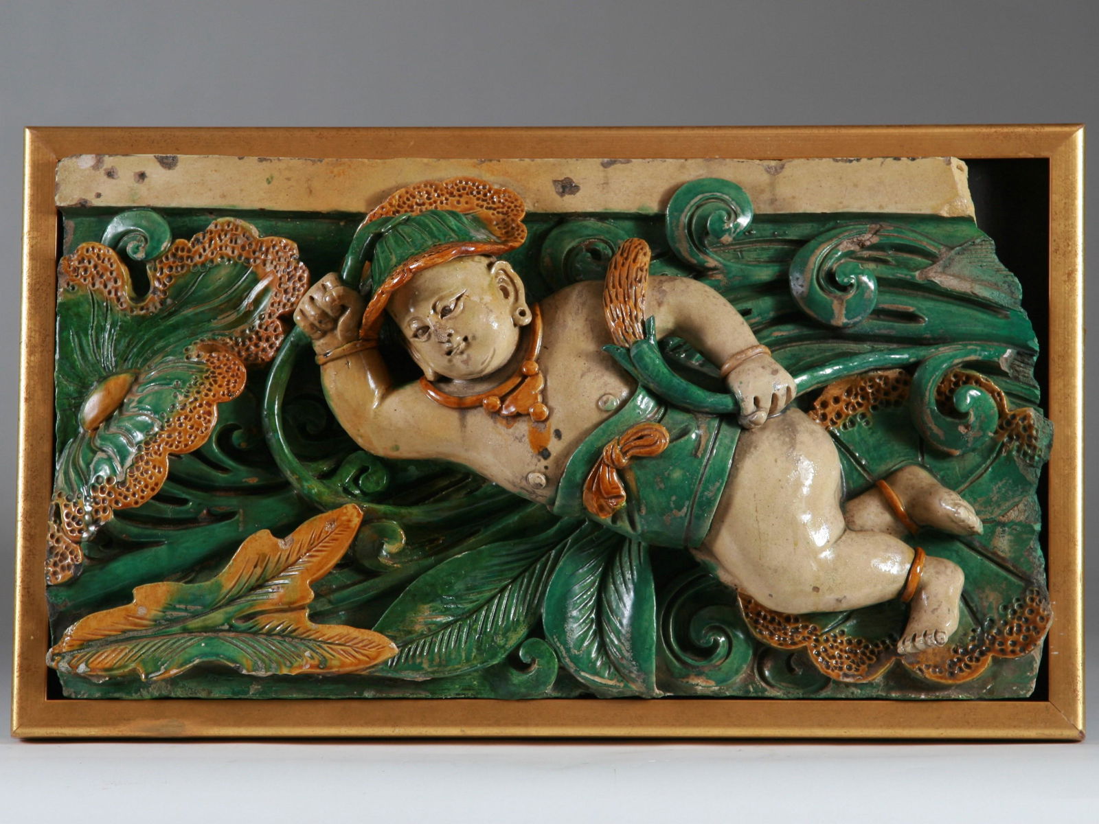 Ming Dyn. Tri-Color Glazed Temple Fragment (1 of 3)