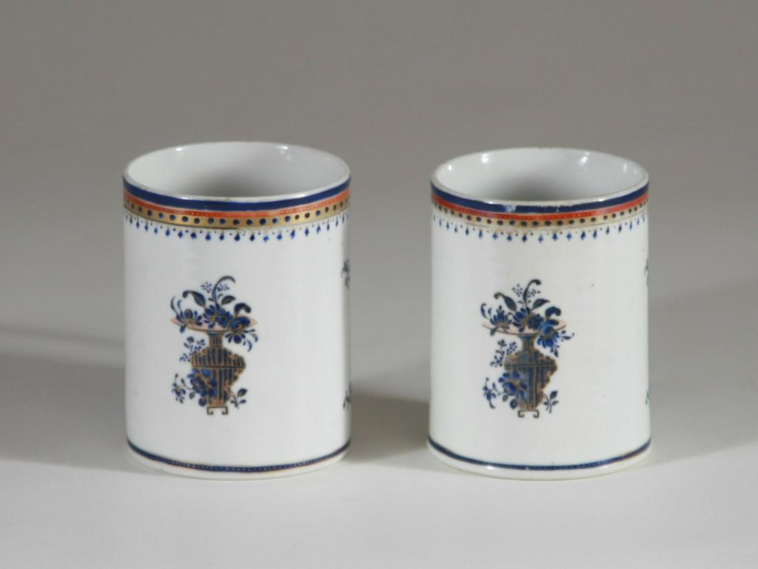 Pair of Enameled Chinese Export Mugs, Late 18th C. (1 of 3)