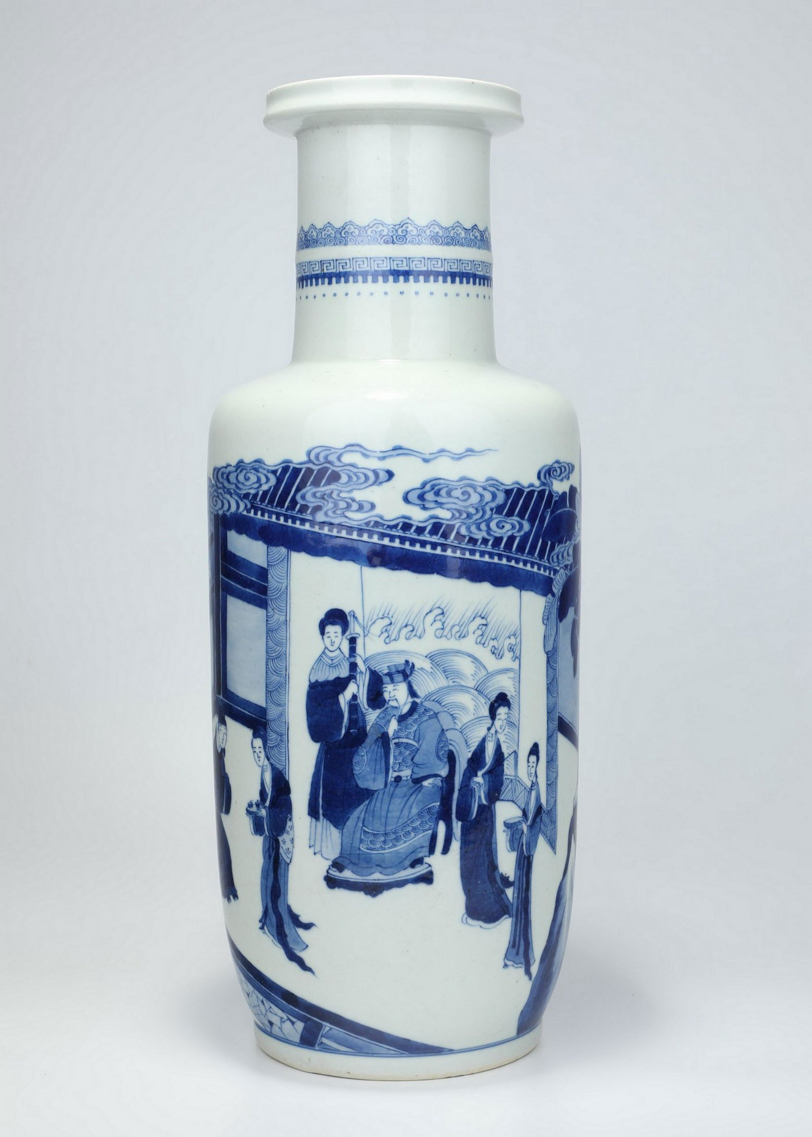 Blue And White 'Figural' Rouleau Vase (1 of 6)