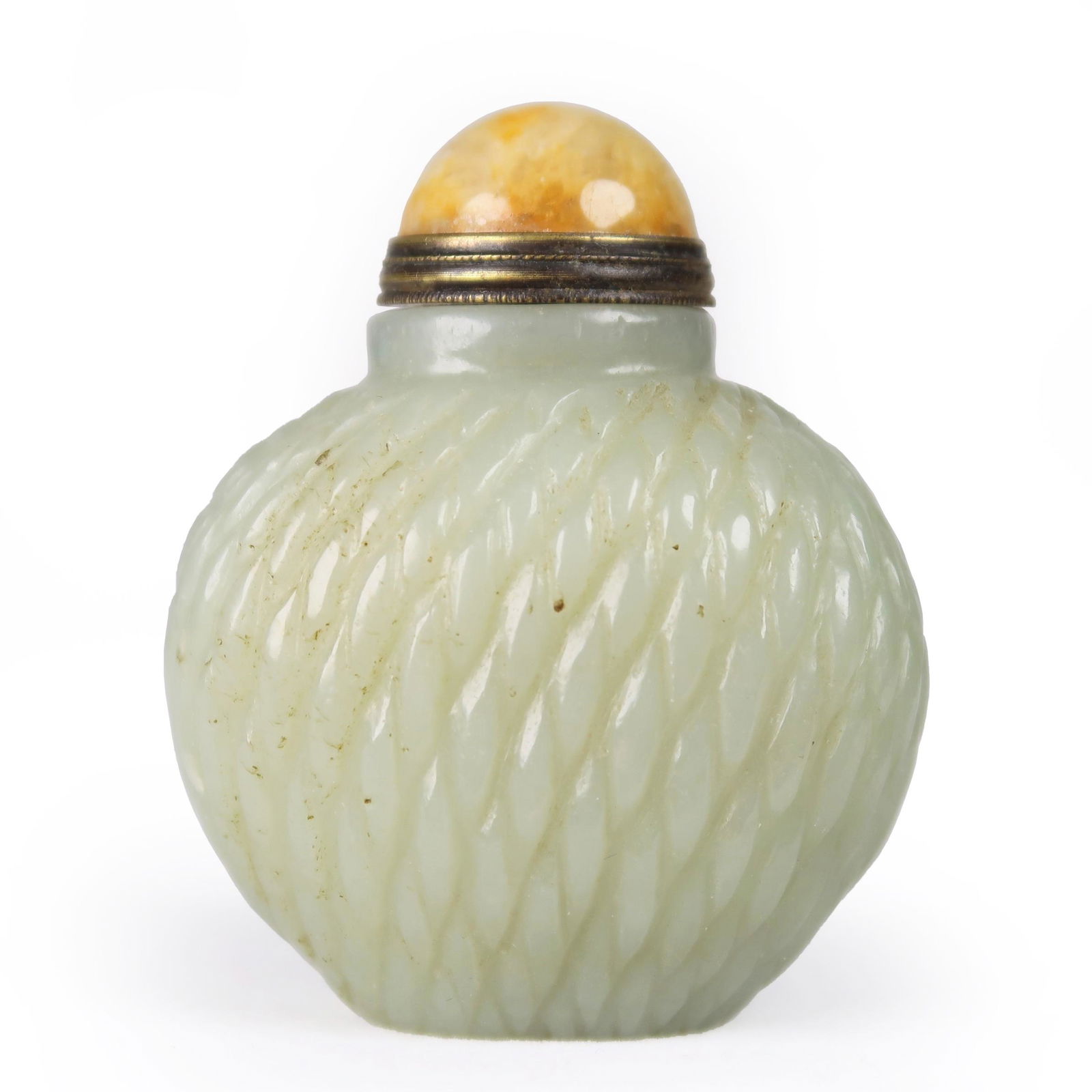 Carved Jade 'Basket Weave' Snuff Bottle (1 of 1)