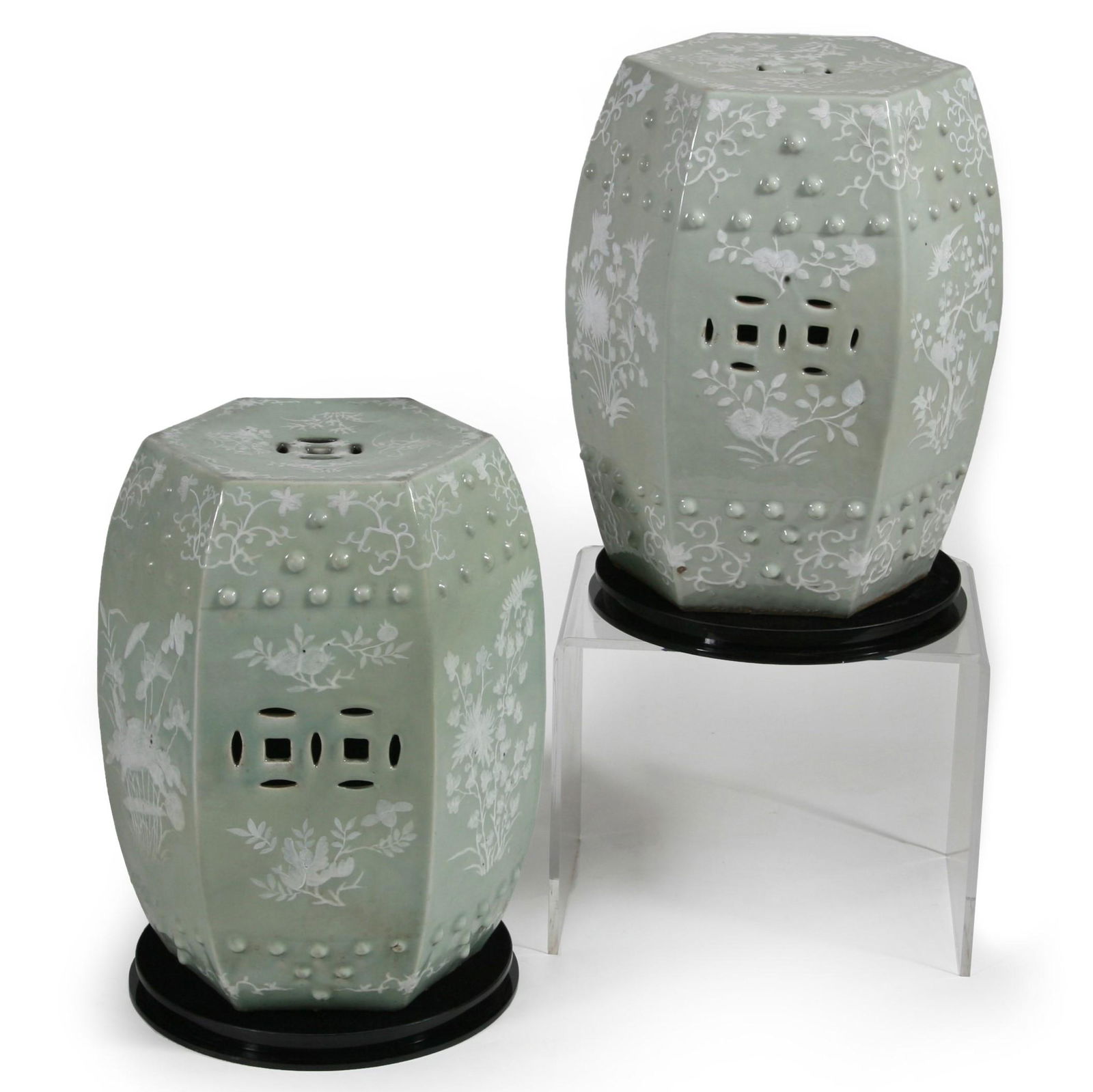 19th C. Pair Chinese Celadon Porcelain Garden Seats (1 of 3)