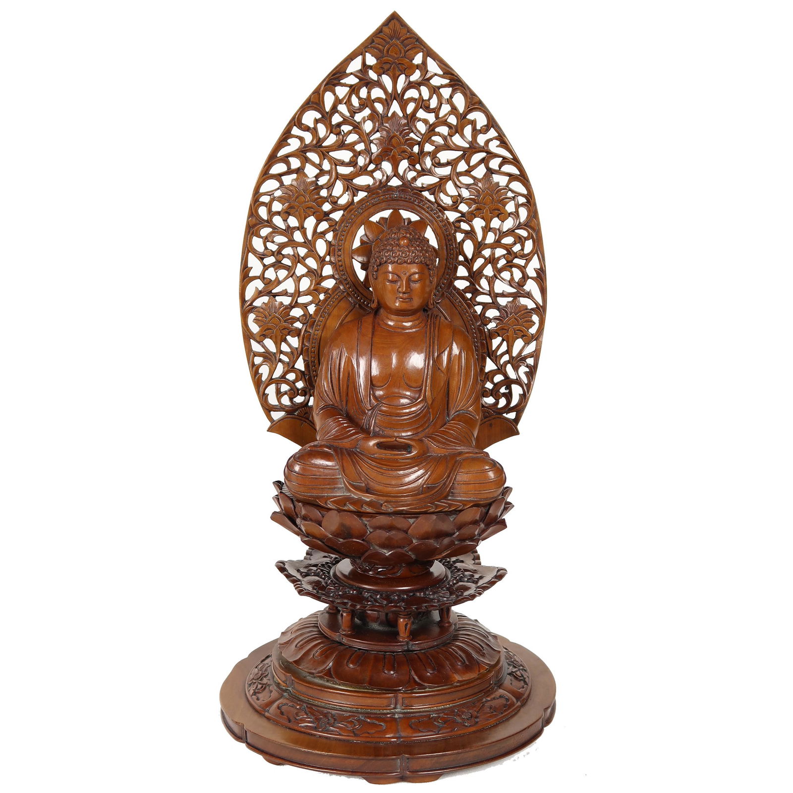Carved Boxwood Buddha On Lotus Altar Stand (1 of 14)