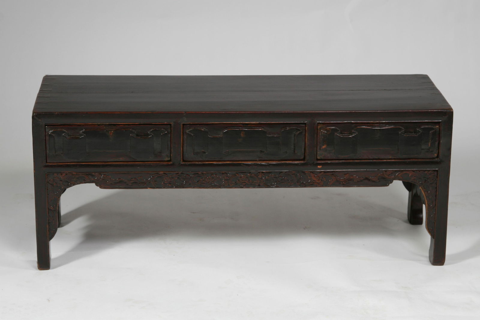 19th C. Chinese Carved Lacquered 3 Drawer Low (1 of 5)