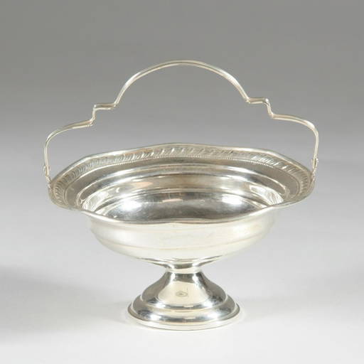 Antique Sterling Silver Basket With Handle, Marked