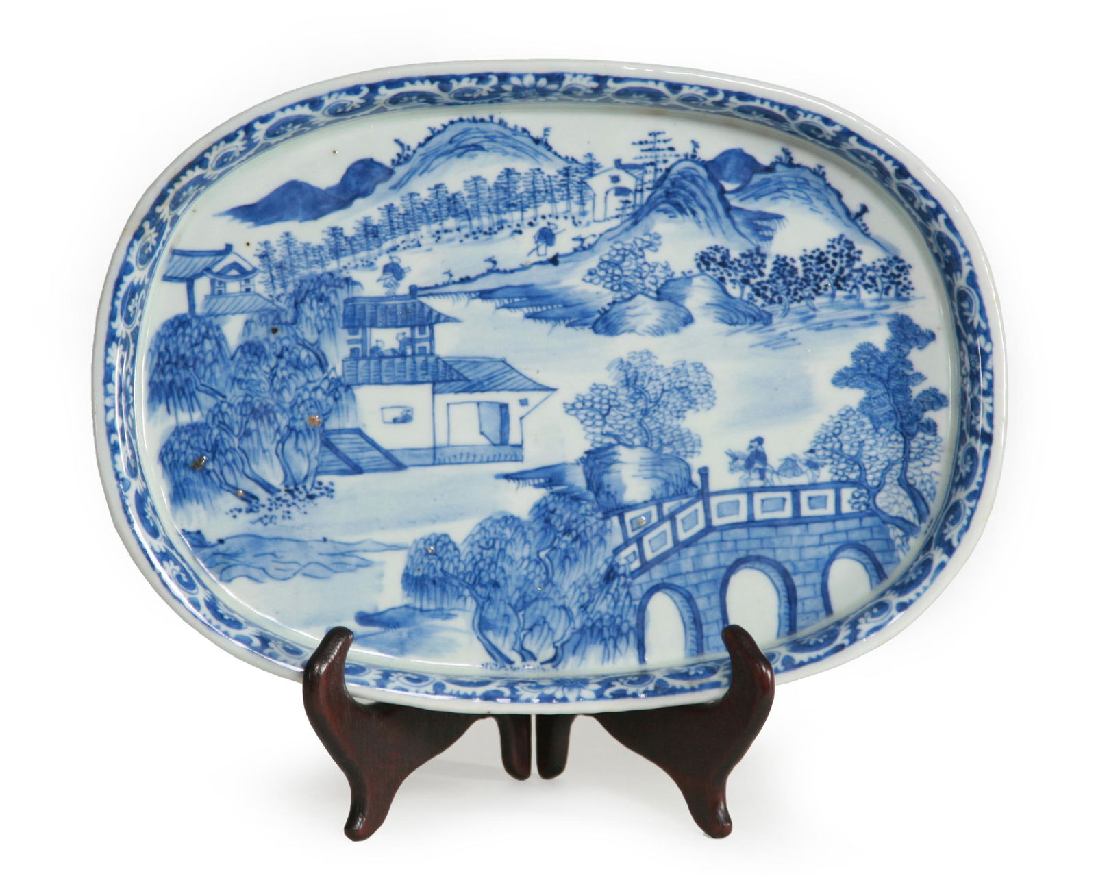 18th C. Chinese Footed Oval Porcelain Narcissus Bowl (1 of 2)
