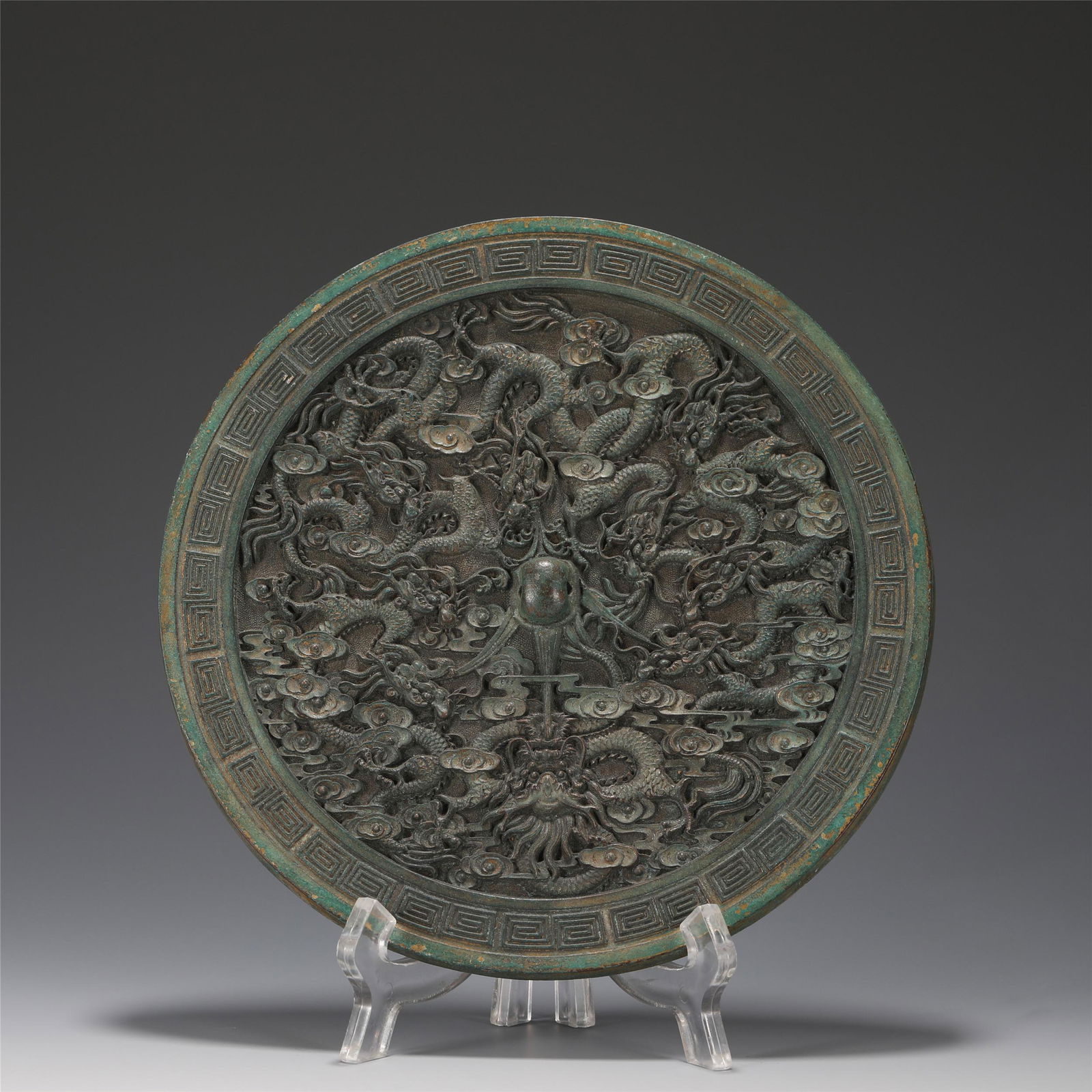 A Fine Casted Bronze Circular Mirror (1 of 8)