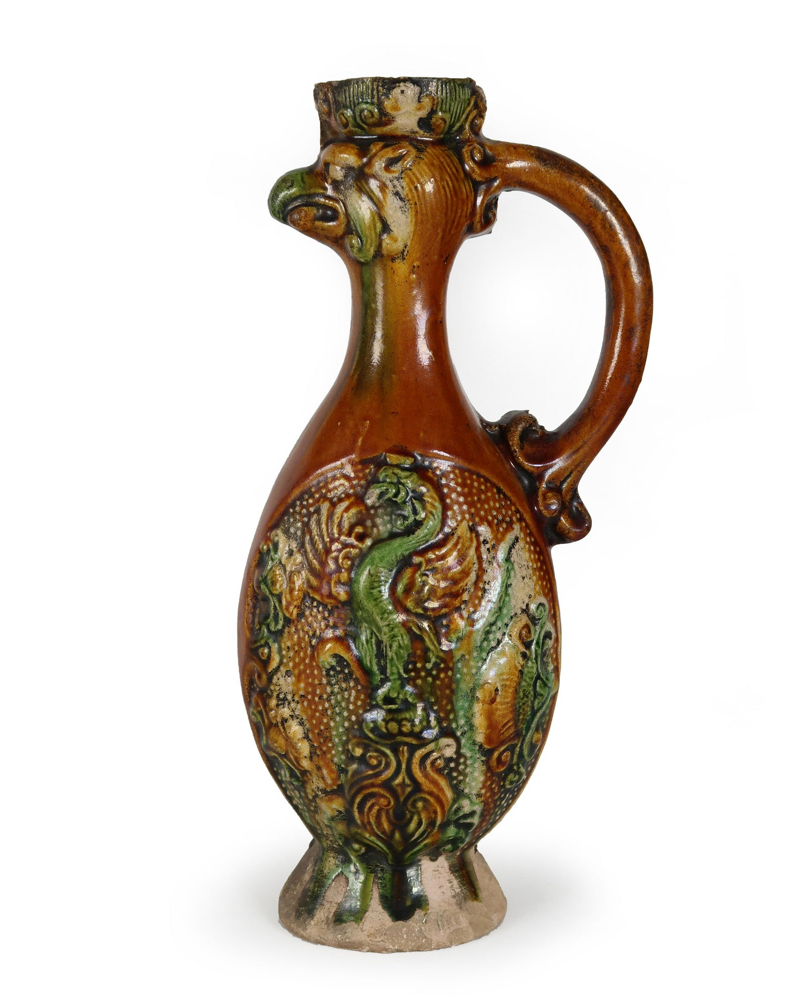 A Sancai-Glazed Phoenix-Head Ewer, Tang (1 of 12)
