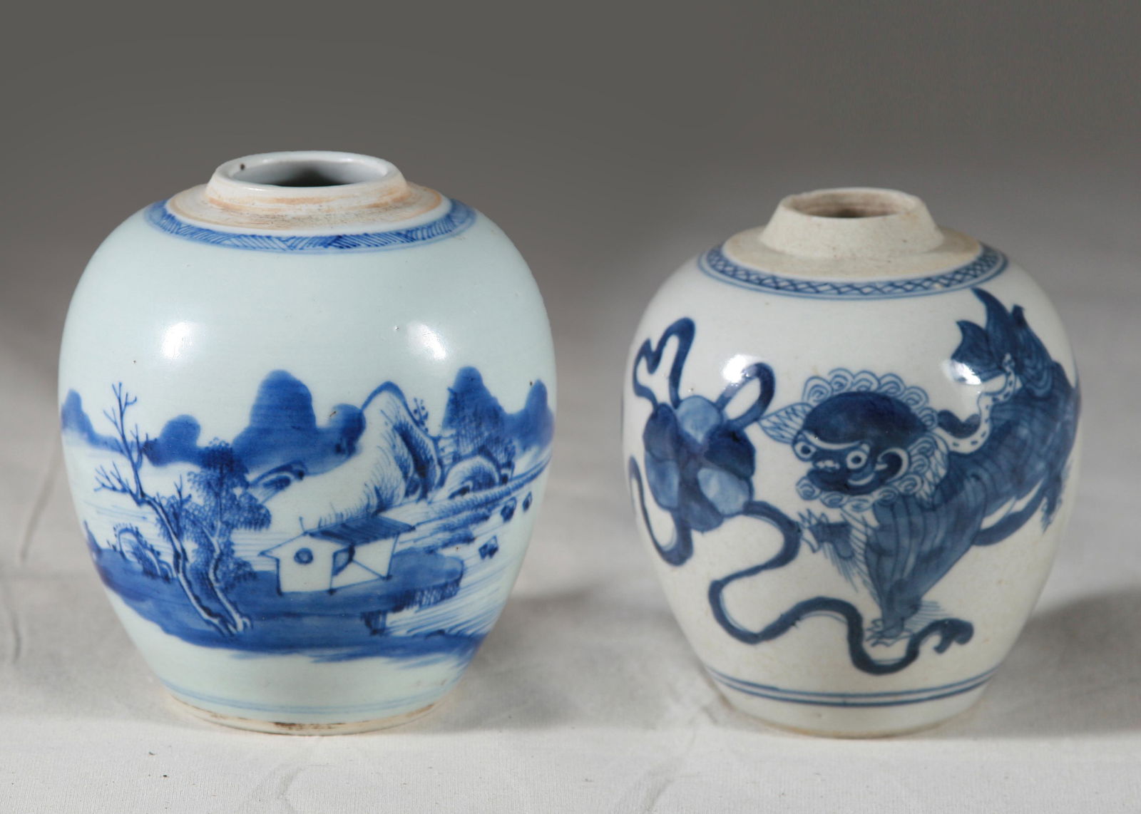 2 Chinese Blue & White Jarlets, 19th Century (1 of 10)
