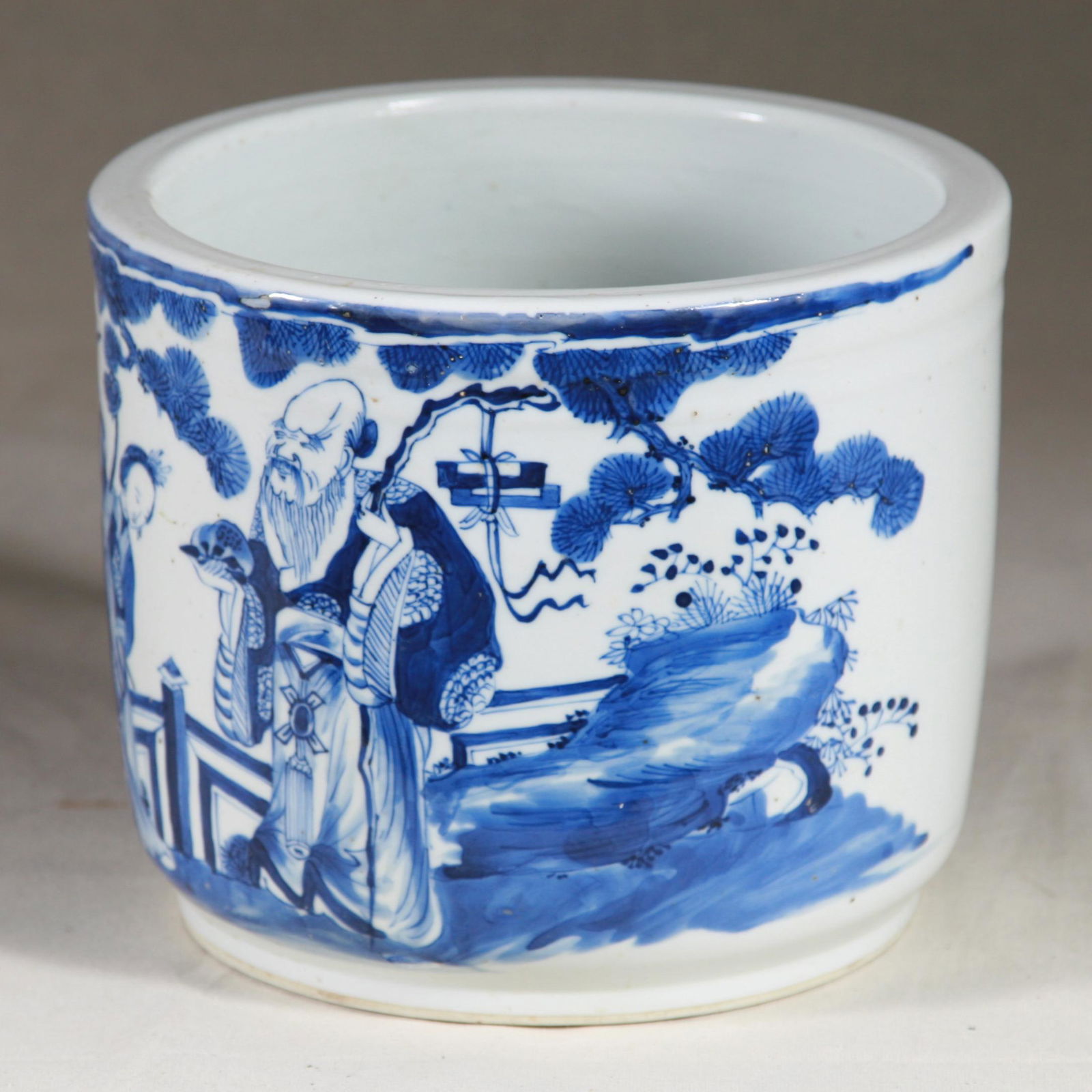 Chinese Blue & White Brushpot, 19th Century (1 of 4)