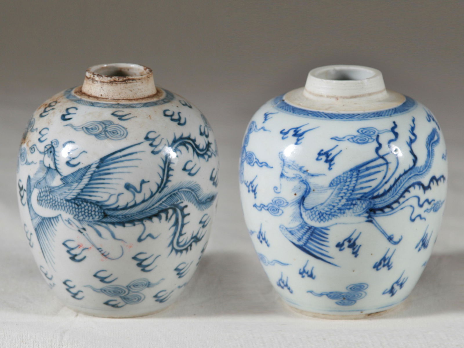 2 Chinese Blue & White Jarlets, 19th Century (1 of 9)