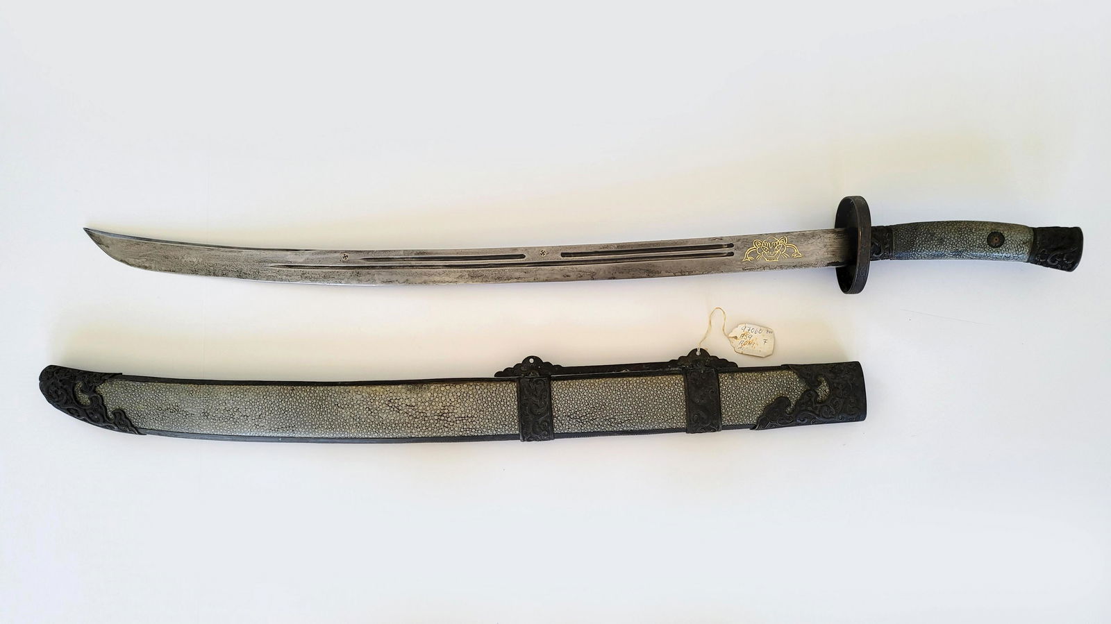 19th C. Chinese Sword With Tiger Inlaid Blade (1 of 14)
