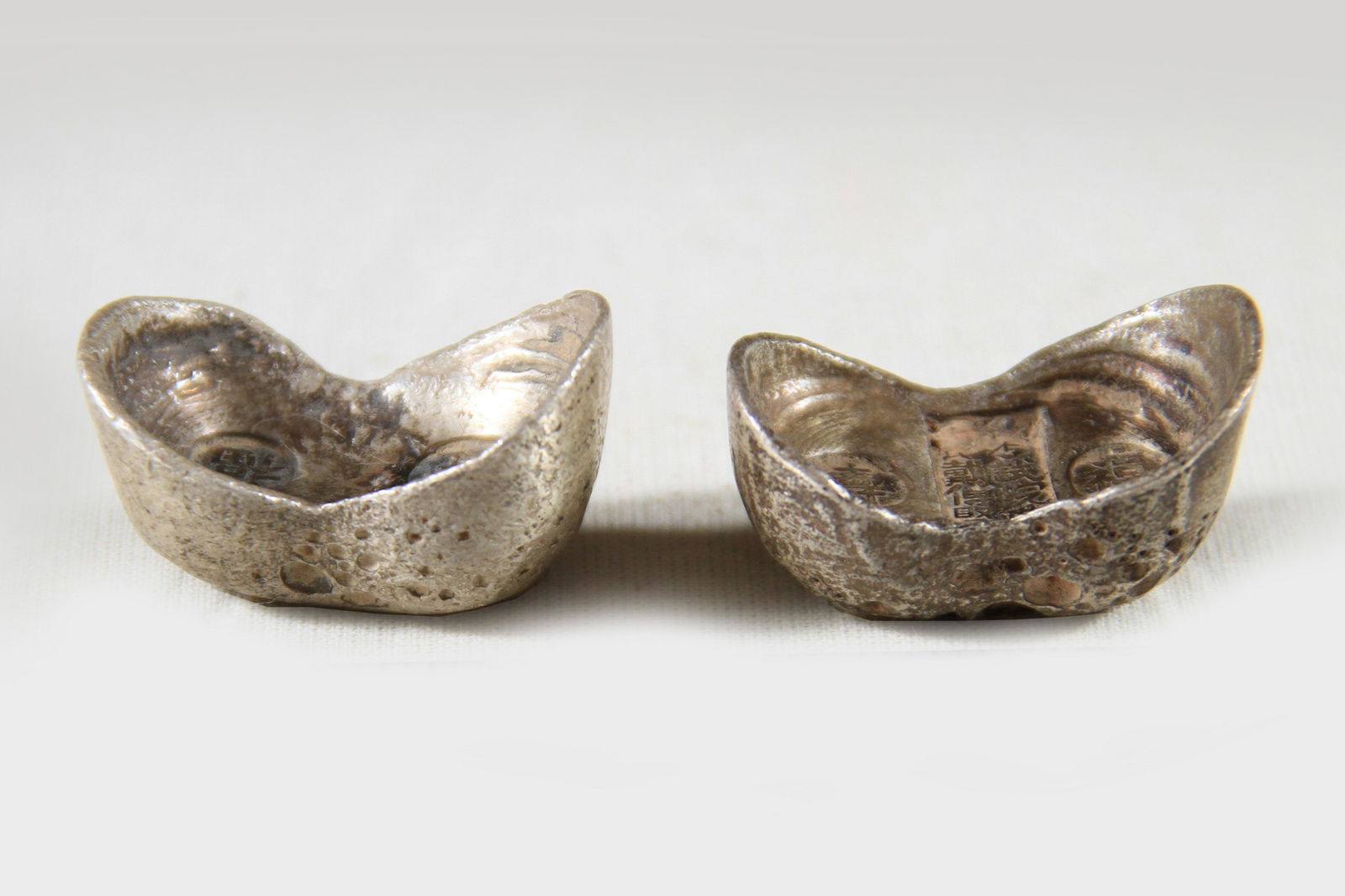 Old Chinese Near Pair of Silver Alloy Ingot (1 of 2)