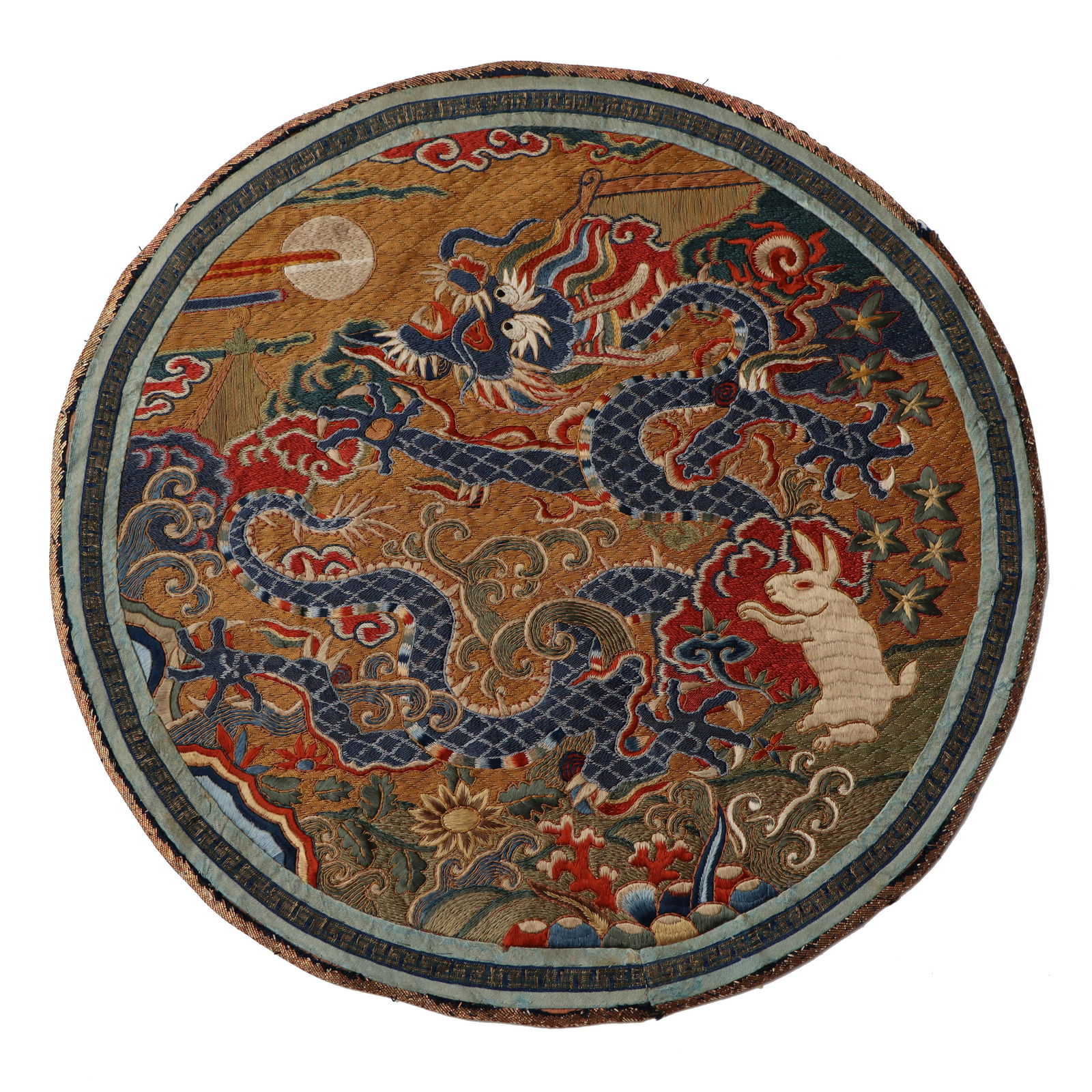 Silk Embroidered Five-Clawed 'Dragon' Roundel, Ming Dyn. (1 of 8)