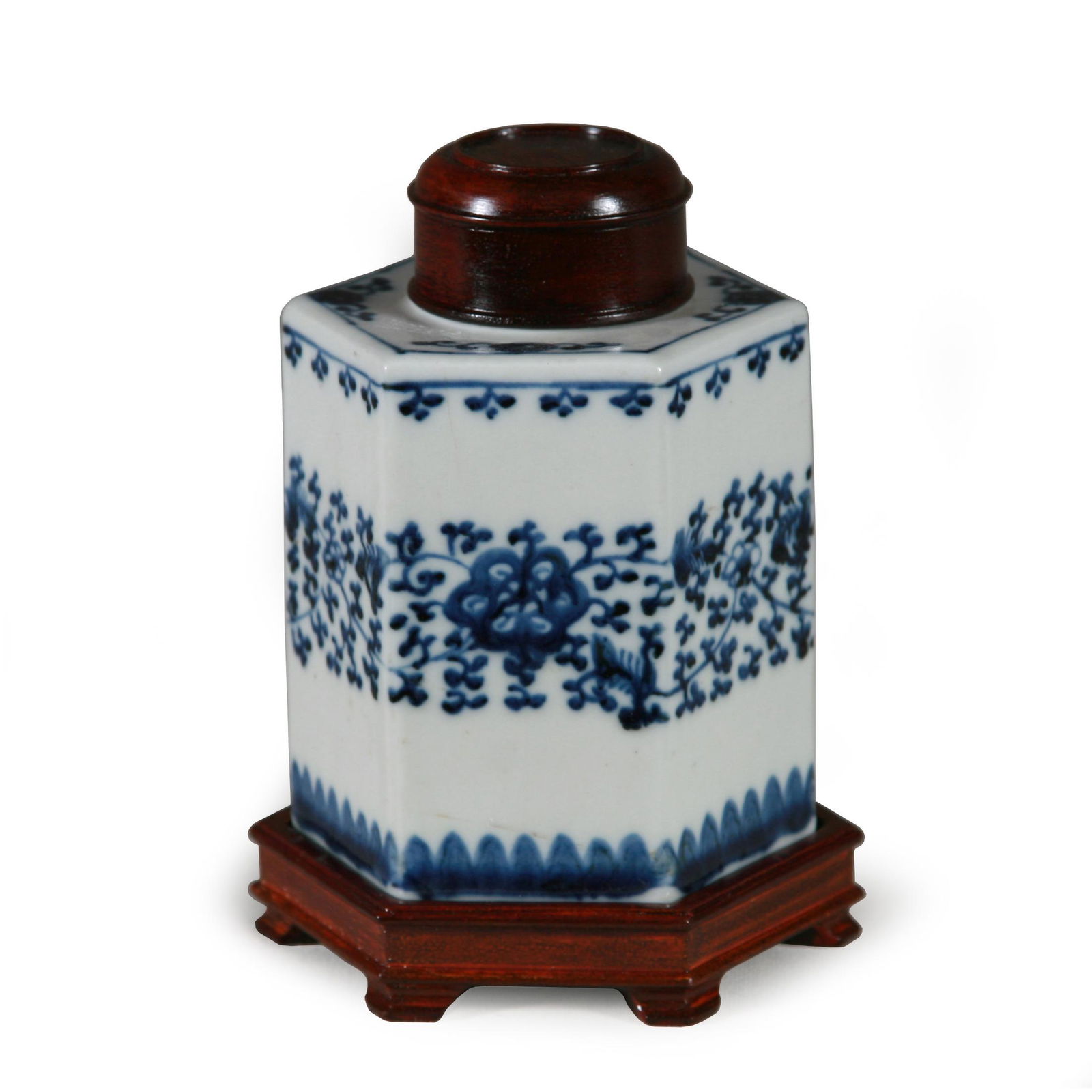 Chinese Blue & White Tea Caddy, 19th Century (1 of 3)