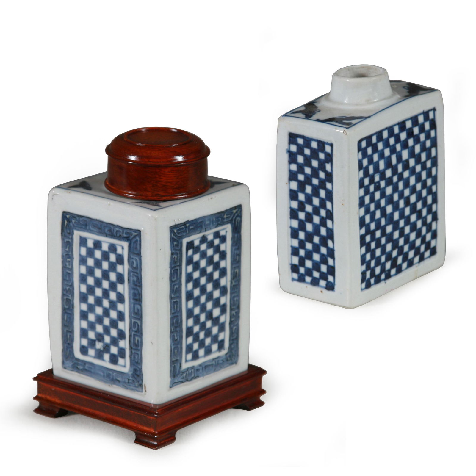 Two Chinese Blue & White Tea Caddies, 19th Century (1 of 7)