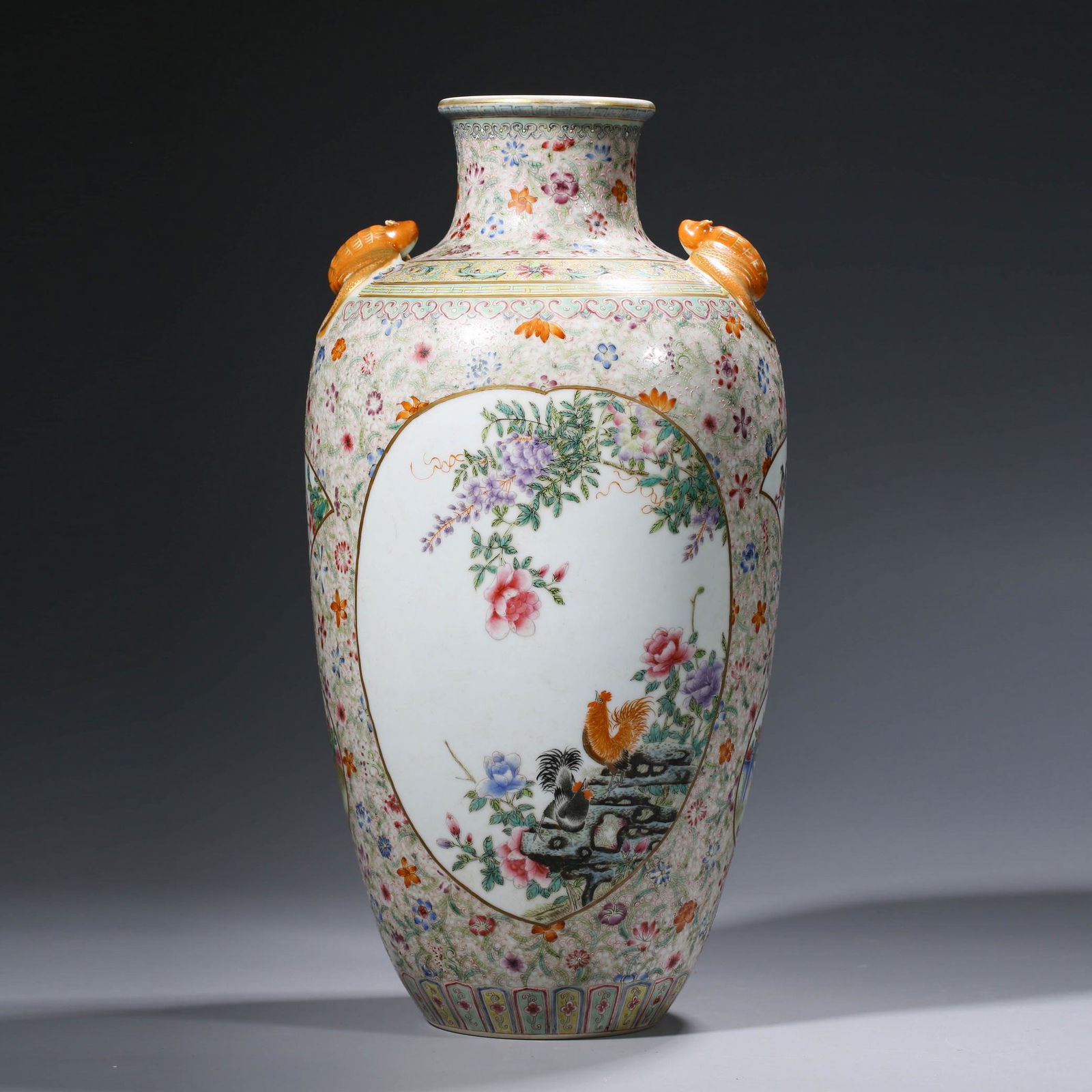 Famille Rose Millefleur Porcelain Vase, Qianlong Mark (1 of 9)