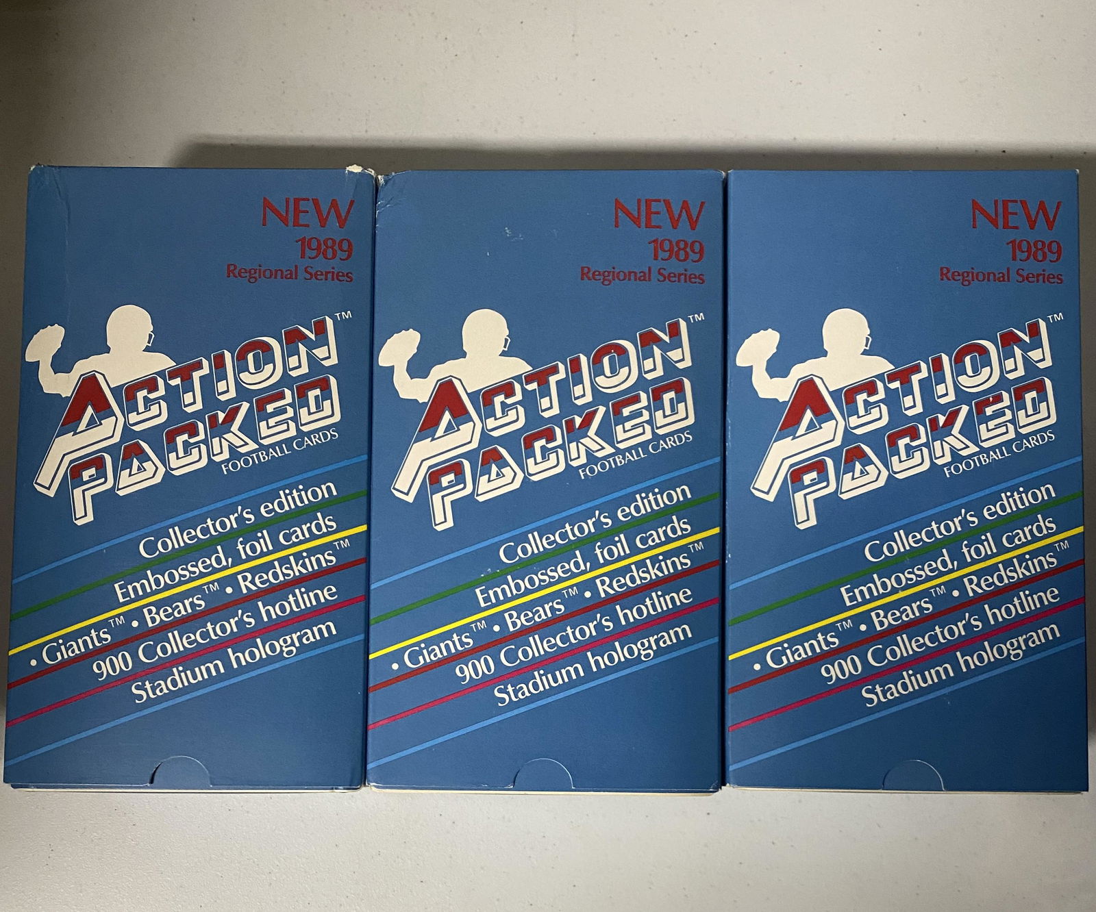 3- 1989 Action Packed Regional Series Football Cards: 3 - 1989 Action Packed Regional Series Football Cards A LIST OF RECOMMENDED THIRD-PARTY SHIPPER IS AVAI