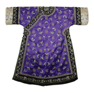 Chinese Purple Silk Embroidered Robe: Chinese Purple Silk Embroidered Robe Dimension: 137(L) x 146(W) cm. A LIST OF RECOMMEN