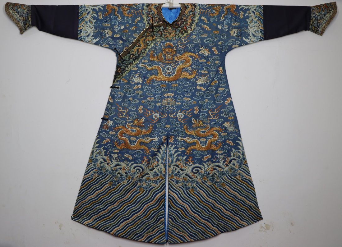 CHINESE SILK EMBROIDERED ROBE WITH DRAGON,QING DYN (1 of 15)