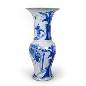 Blue And White Porcelain Beaker Form Vase