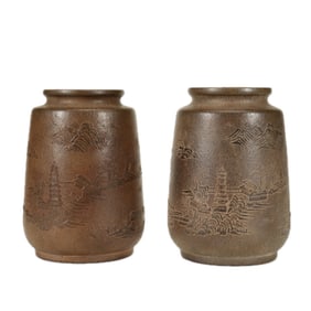 A YIXING GLAZE ZISHA JARS