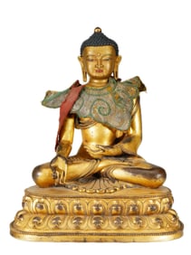A BRONZE-GILT MEDICINE BUDDHA
