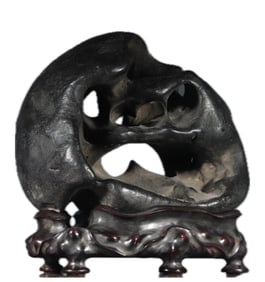 A CHINESE LINGBI SCHOLAR'S ROCK ON STAND