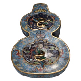 CLOISONNE DOUBLE GOURD FORM BOX WITH MARK