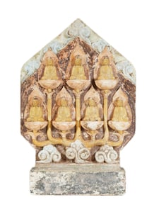 A CARVED MARBLE BUDDHAS GROUP