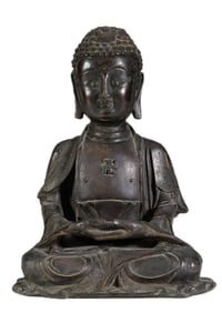 A BRONZE SEATED AMITABHA